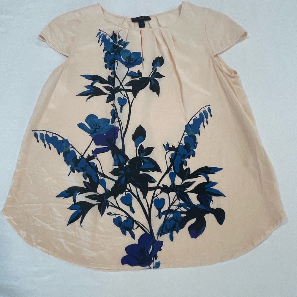 J.Crew | 100% Silk Floral Top | 8